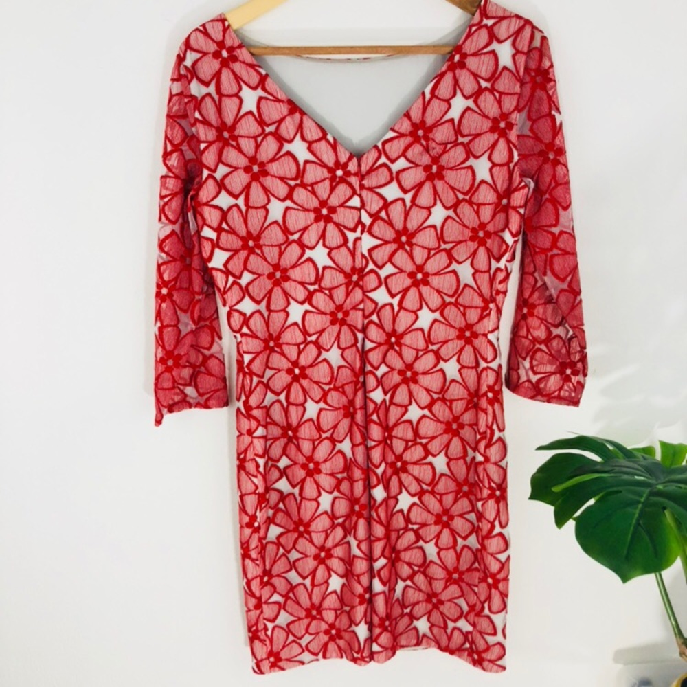 Diane von Furstenberg Sarita red floral lace dress - Picture 8 of 8